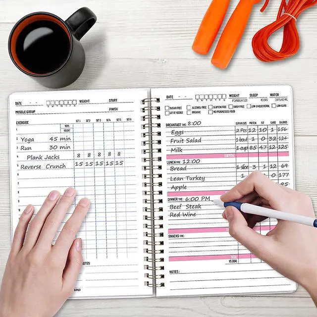 Alt view image 6 of 7 - Food Fitness Workout Journal Weight Loss Nutrition Wellness Calorie Counter Log Diary Notebook Meal Planner Diet Exercise Training Health Tracker 6.1" x 8.5"