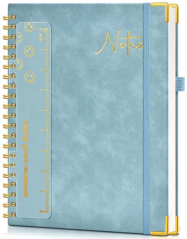 Main image of Hardcover Spiral Notebook Journal 8.5 x 11, A4 Large Leather Notebooks for Women Men, Lined College Ruled Notebook, 100 GSM Paper, Spiral Bound Journals for Work School Note Taking Business, Blue