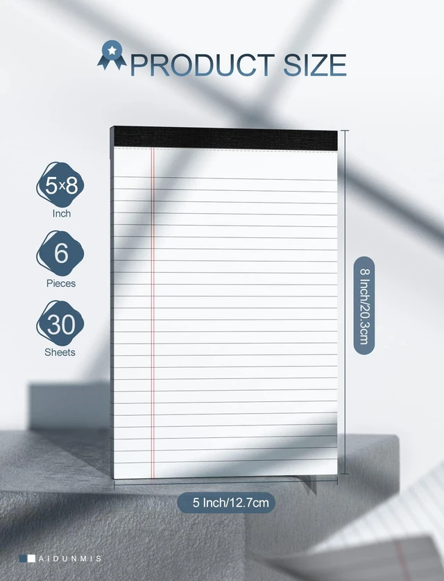 Alt view image 2 of 7 - Legal Pads 5x8 Inch Writing Pads for Office Note Pads 5x8 for Work, 6 Pack | 5x8 Legal Pad To Do List Notepad 5x8 , 30 Sheets Notebook Writing Pad 5 x 8 Notepads for Grocery List Shopping List