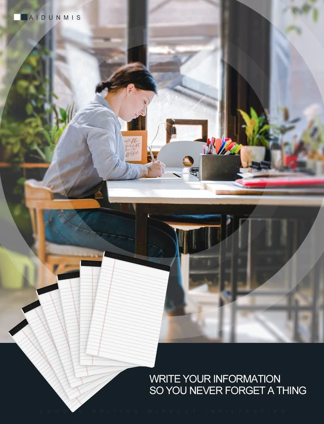 Alt view image 7 of 7 - White Legal Pads 5x8 Small Note Pads 5x8 College Ruled Paper Tablets 15 Pcs 15 Pack Writing Pads 5x8 Paper Pads Note Pads 5x8 Notebook Paper Lined Writing Pad Small Legal Pad 5 x 8 White 30 Sheets/Pad