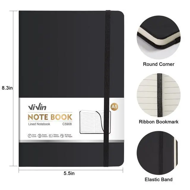 Alt view image 2 of 7 - Lined Journal Notebooks,3 Pack,192 Pages,Medium 5.5 x 8.3 inch,College Ruled,A5 Hardcover Notebooks,Journaling Notebooks for Professional Office Work,Writing, School