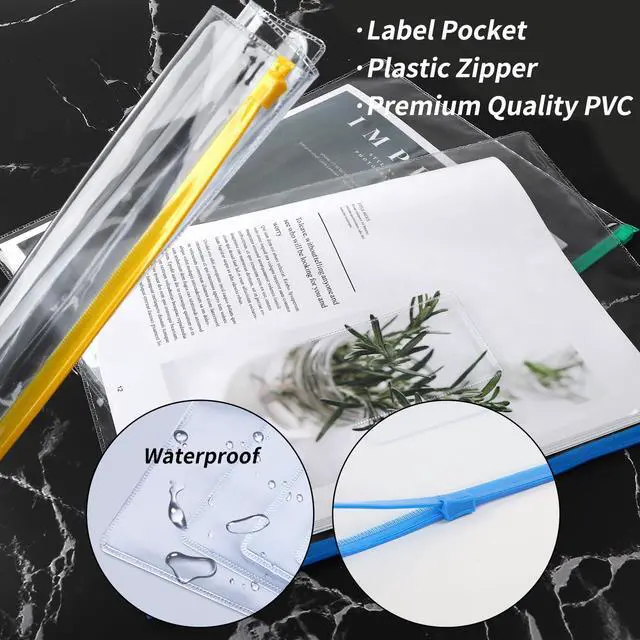 Alt view image 3 of 6 - 24pcs Plastic Envelopes Poly Zip Envelopes Files Zipper Folders, A4 Size, Letter Size, 10 Colors, for School Office Travel Storage Supplies