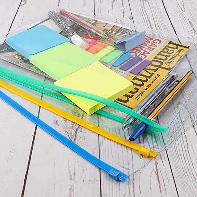 Alt view image 6 of 6 - 24pcs Plastic Envelopes Poly Zip Envelopes Files Zipper Folders, A4 Size, Letter Size, 10 Colors, for School Office Travel Storage Supplies
