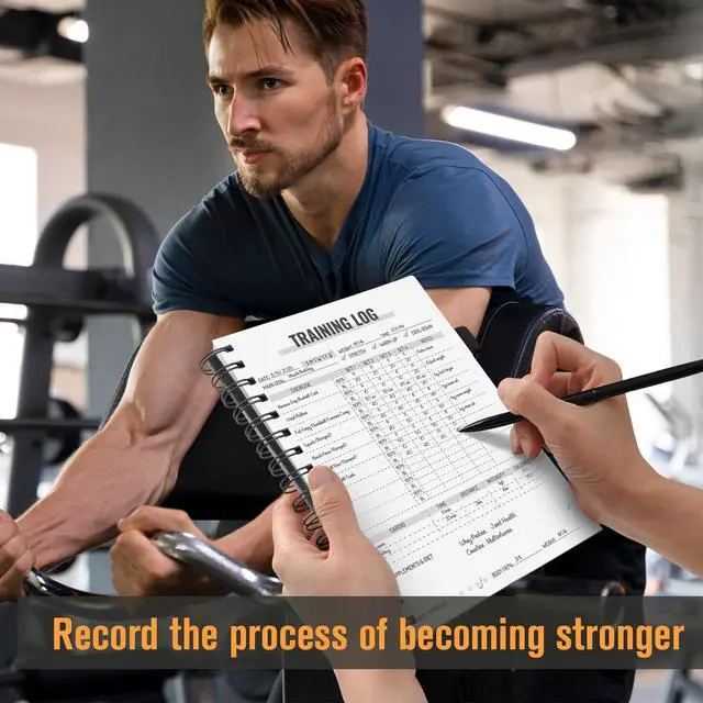 Alt view image 2 of 7 - Workout Journal for Men & Women, Workout Planner with Monthly Calendar, ( 8.3" x 6") Grayish-black Texture Hardcover Workout Log Book Track Training, Diet, Progress, Achieve Wellness Goals, Perfect