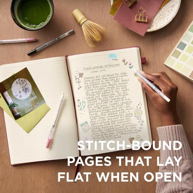 Alt view image 3 of 6 - Notebook Ruled A4 - Japanese-Inspired Lined Notebook for Effortless Writing - 140 GSM Paper - Hardcover - Built-in Pen Holder - Expandable Inner Pocket - 8.3 x 11.7" - Deep Indigo