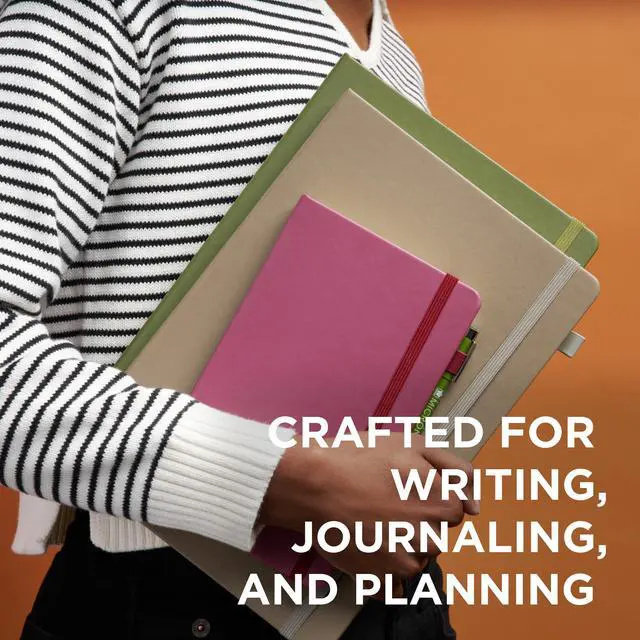 Alt view image 5 of 6 - Notebook Ruled A4 - Japanese-Inspired Lined Notebook for Effortless Writing - 140 GSM Paper - Hardcover - Built-in Pen Holder - Expandable Inner Pocket - 8.3 x 11.7" - Deep Indigo