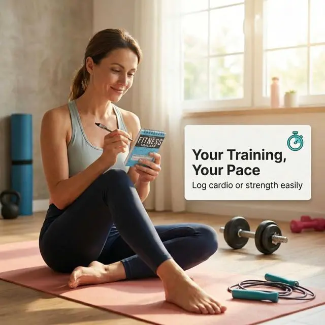 Alt view image 4 of 7 - Gym Workout Journal & Fitness Tracker 4 Pack, Handheld Workout Log Book for Women & Men - Ideal for Weightlifting, Cardio, Athletes & Coaches On the Go (Blue)
