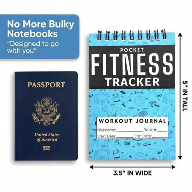 Alt view image 6 of 7 - Gym Workout Journal & Fitness Tracker 4 Pack, Handheld Workout Log Book for Women & Men - Ideal for Weightlifting, Cardio, Athletes & Coaches On the Go (Blue)
