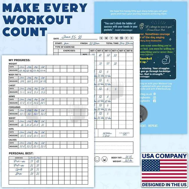 Alt view image 6 of 7 - Planner for Daily Fitness Tracking & Goals Setting - A5 Size, 6 x 8, Azure Blue - Improved Thicker Cover - Men & Women Personal Home & Gym Training Diary - Log Book - by Workout Log Gym