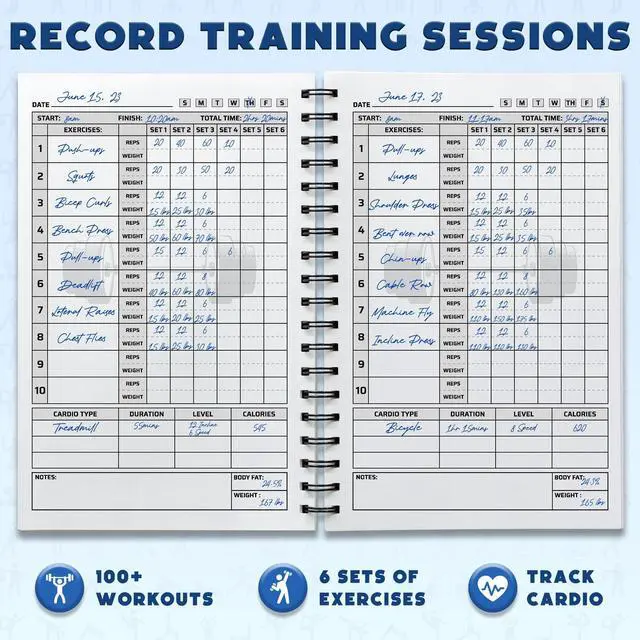 Alt view image 7 of 7 - Planner for Daily Fitness Tracking & Goals Setting - A5 Size, 6 x 8, Azure Blue - Improved Thicker Cover - Men & Women Personal Home & Gym Training Diary - Log Book - by Workout Log Gym