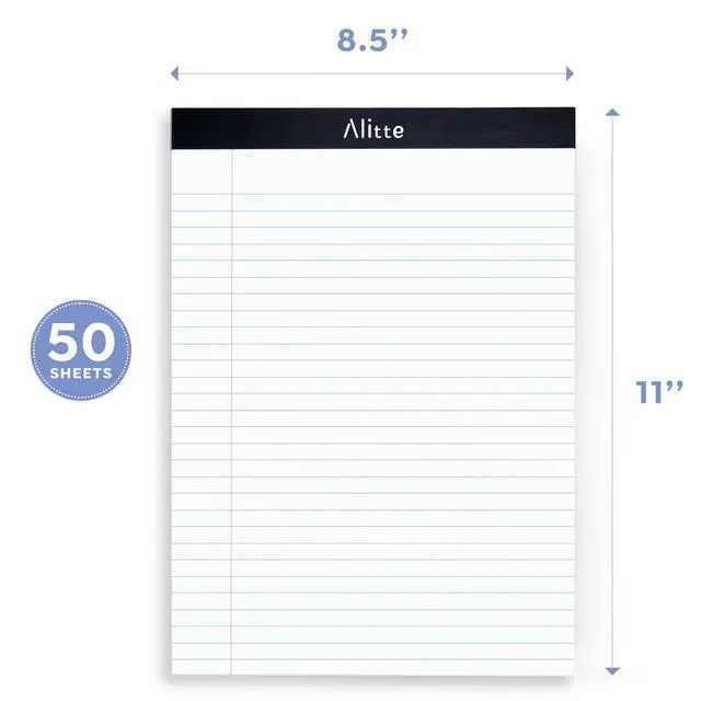 Alt view image 3 of 6 - Legal Notepads 8.5 x 11, Pack of 3 - Perforated Wide Ruled Writing Pad - Premium Thick Paper, No Ink Bleeding - Blank Legal Pads For Home, Office, School, Business - 50 Sheets Per Notebook