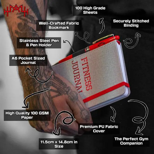 Alt view image 2 of 6 - A6 Pocket Fitness Journal & Workout Log Book for Men & Women Track 93 Workouts, Set 15 Goals & Log 24 Personal Records Sweatproof Gym Diary & Exercise Planner Black