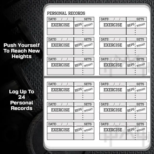 Alt view image 6 of 6 - A6 Pocket Fitness Journal & Workout Log Book for Men & Women Track 93 Workouts, Set 15 Goals & Log 24 Personal Records Sweatproof Gym Diary & Exercise Planner Black