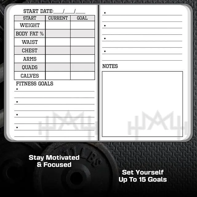 Alt view image 3 of 6 - A6 Pocket Fitness Journal & Workout Log Book for Men & Women Track 93 Workouts, Set 15 Goals & Log 24 Personal Records Sweatproof Gym Diary & Exercise Planner Black