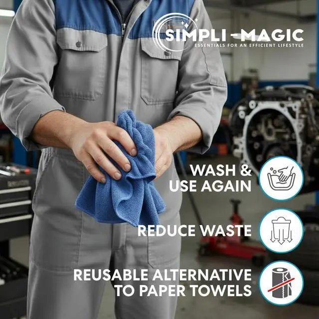 Alt view image 3 of 6 - 79186 Shop Towels 14"x12", Pack of 150, Blue