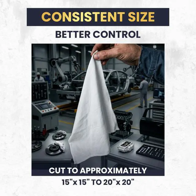 Alt view image 5 of 7 - Premium New White Cotton Knit T-Shirt Rags (10 lbs. Box of Rags) - Lint-Free, Soft & Absorbent Cleaning Cloths for Auto, Paint, Garage, Staining & Polishing
