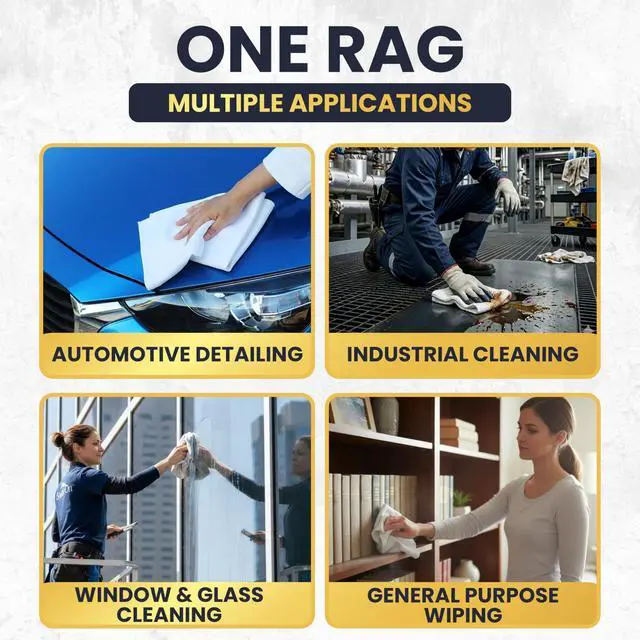Alt view image 3 of 7 - Premium New White Cotton Knit T-Shirt Rags (10 lbs. Box of Rags) - Lint-Free, Soft & Absorbent Cleaning Cloths for Auto, Paint, Garage, Staining & Polishing