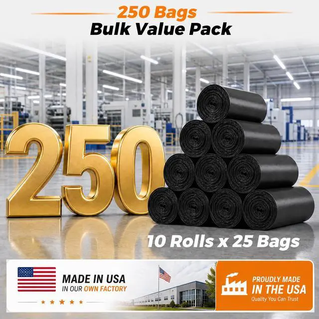 Alt view image 5 of 7 - 40-45 Gallon Trash Bags, 250 Count, 40×45'' Large Black Garbage Bags