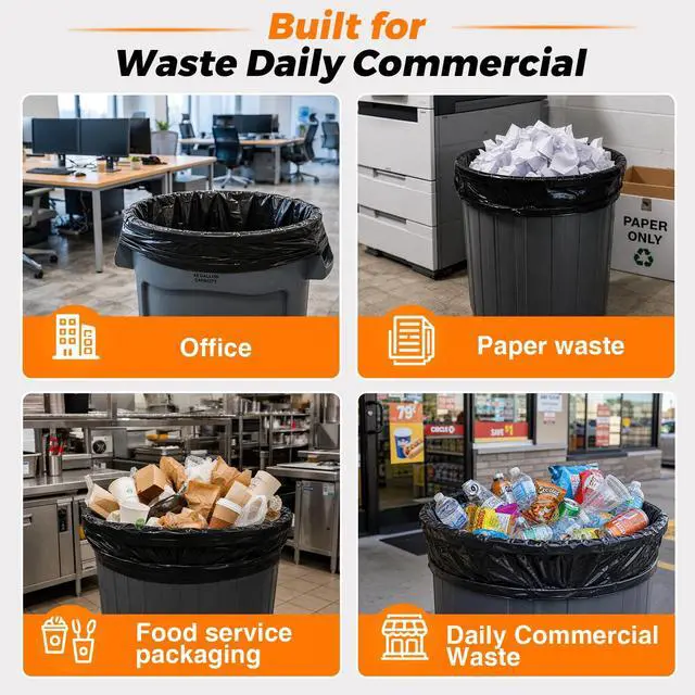 Alt view image 7 of 7 - 40-45 Gallon Trash Bags, 250 Count, 40×45'' Large Black Garbage Bags