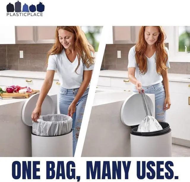 Alt view image 5 of 7 - Custom Fit Trash Bags Compatible with Simplehuman Code J - 10-10.5 Gallon Drawstring Garbage Bags, Tear-Resistant, 200 Count White Trash Can Liners for Kitchens, Bathrooms & Offices