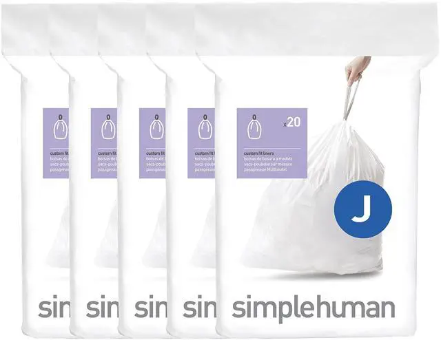 Main image of Code J 100 Count Custom Fit Liners, Drawstring Kitchen Trash Bags, One-by-One Mess-Free Dispense, Extra Thick & Double Seamed, 50% PCR Plastic, 38-45 Liter / 10-12 Gallon, White