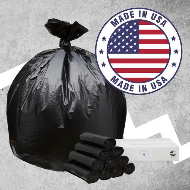 Alt view image 5 of 7 - 45 Gallon Garbage Trash Bag 40X46" 1.5 Mil Black 100 Count Can Liner Bulk 40 Gallon 41 Gallon 42 Gallon 43 Gallon 44 Gallon Made in USA