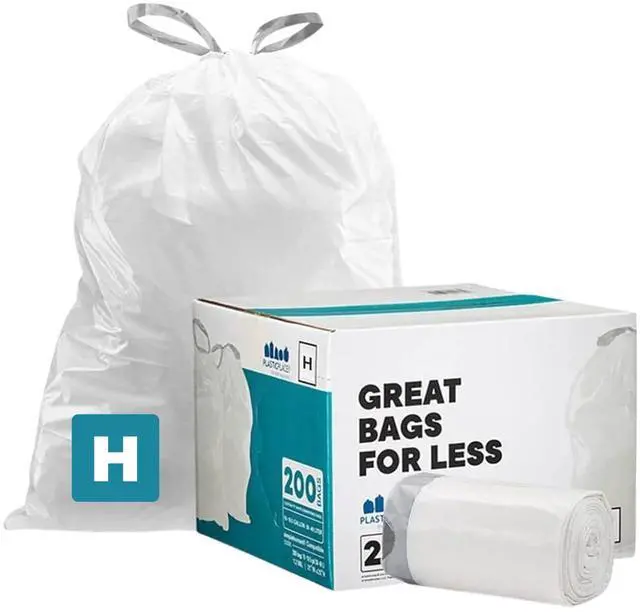 Main image of Custom Fit Trash Bags Compatible w Simplehuman Code H Drawstring Bags 8-9 Gallon Tear-Resistant Liner 200 Count Heavy-Duty Waste Disposal