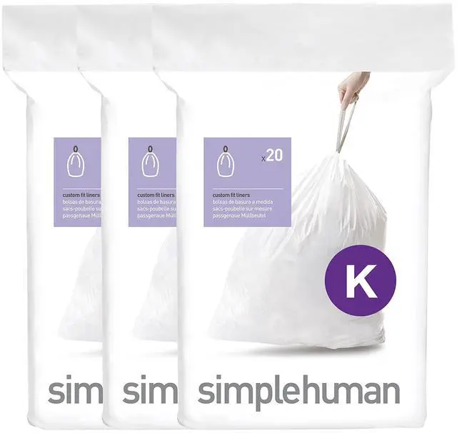 Main image of Code K 60 Count Custom Fit Liners, Drawstring Kitchen Trash Bags, One-by-One Mess-Free Dispense, Extra Thick & Double Seamed, 50% PCR Plastic, 30-45 Liter / 8-12 Gallon, White