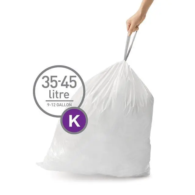 Alt view image 2 of 5 - Code K 60 Count Custom Fit Liners, Drawstring Kitchen Trash Bags, One-by-One Mess-Free Dispense, Extra Thick & Double Seamed, 50% PCR Plastic, 30-45 Liter / 8-12 Gallon, White