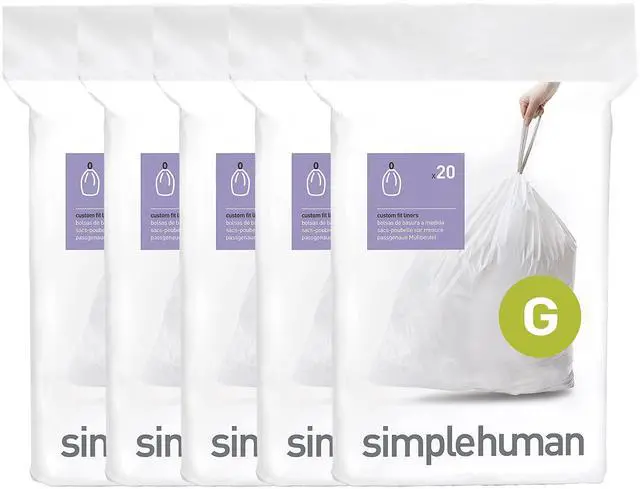 Main image of Code G 100 Count Custom Fit Liners, Drawstring Kitchen Trash Bags, One-by-One Mess-Free Dispense, Extra Thick & Double Seamed, 50% PCR Plastic, 30 Liter / 8 Gallon, White