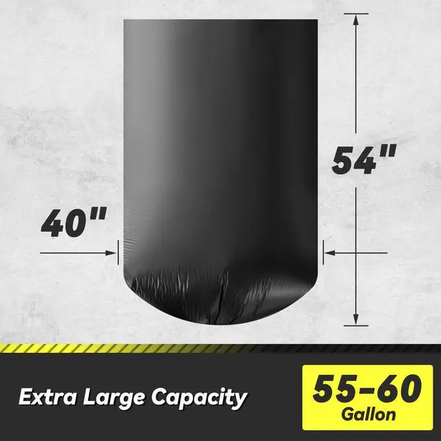 Alt view image 4 of 7 - 100 Count 55-60 Gallon Trash Bags, Sturdy & Tear-Resistant Commercial Can Liners 55 Gallon, Large Garbage Bags, Large Black Trash Bags for Commercial, Lawn and Leaf Bags