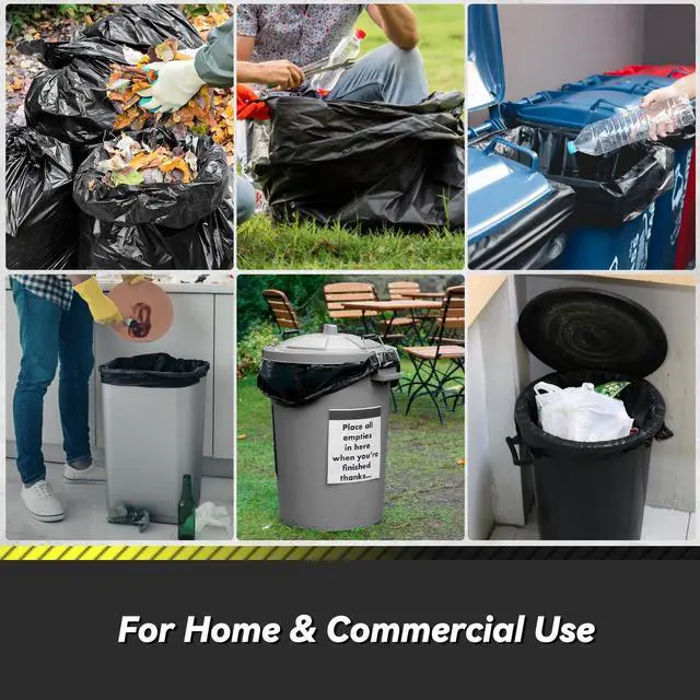 Alt view image 7 of 7 - 100 Count 55-60 Gallon Trash Bags, Sturdy & Tear-Resistant Commercial Can Liners 55 Gallon, Large Garbage Bags, Large Black Trash Bags for Commercial, Lawn and Leaf Bags