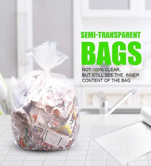 Alt view image 2 of 6 - Clear Medium Garbage Bags 8 Gallon Plastic Trash Bags 30 Liter Wastebasket Bin Liners 220 Count for Bathroom Bedroom Office Trash Can
