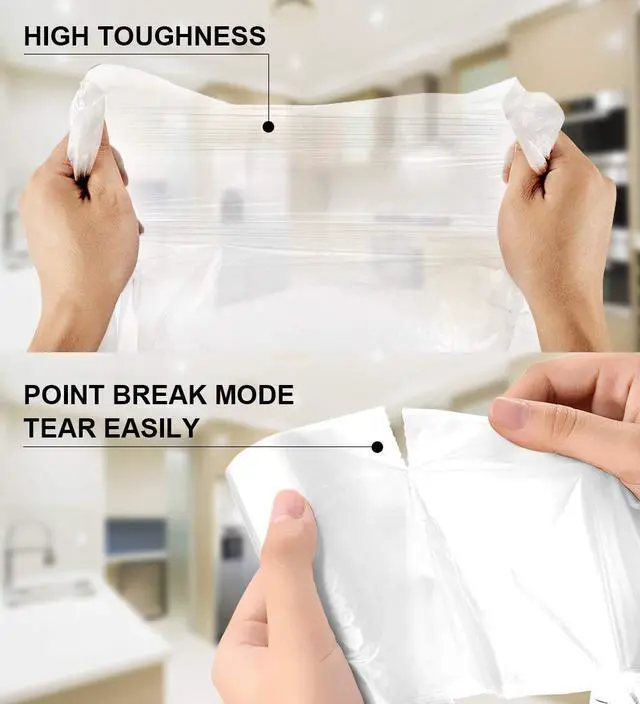 Alt view image 4 of 6 - Clear Medium Garbage Bags 8 Gallon Plastic Trash Bags 30 Liter Wastebasket Bin Liners 220 Count for Bathroom Bedroom Office Trash Can