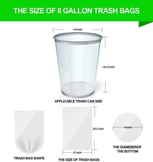 Alt view image 6 of 6 - Clear Medium Garbage Bags 8 Gallon Plastic Trash Bags 30 Liter Wastebasket Bin Liners 220 Count for Bathroom Bedroom Office Trash Can