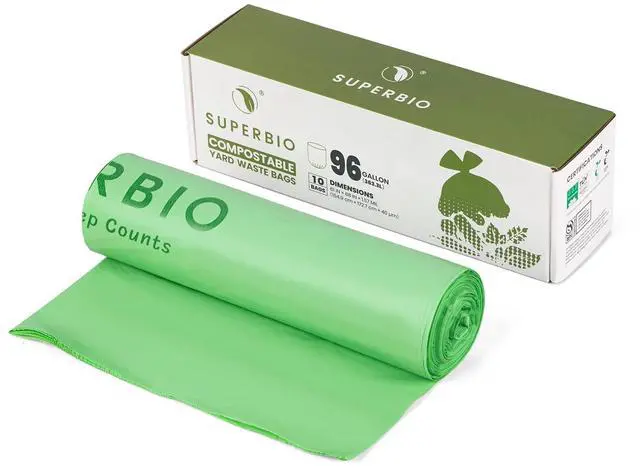 Main image of 96 Gallon Compostable Yard Waste Bags, Extra Thick 1.57 Mil, 10 Count, BPI, OK compost INDUSTRIAL, and Seedling