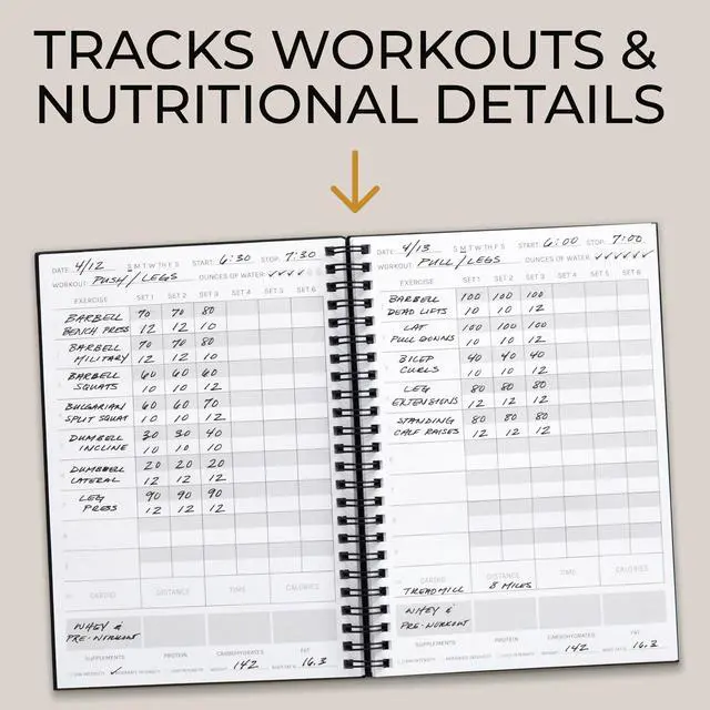 Alt view image 3 of 7 - Ultimate Workout Journal - Complete Fitness Training Planner for Men and Women - Track PRs, Build Muscle & Dominate Your Workouts - Essential Gym Gear Accessories for Serious Weight Lifters