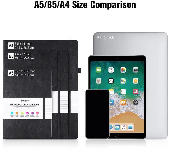 Alt view image 5 of 6 - College Ruled Notebook, Large A4 Hardcover Leather Journal, 312 Numbered Pages Writing Journal, 100gsm No Bleed Paper, Lined Journal Notebook for Women Men School Office, 8.5''×11'', Black