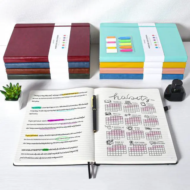 Alt view image 6 of 6 - College Ruled Notebook, Large A4 Hardcover Leather Journal, 312 Numbered Pages Writing Journal, 100gsm No Bleed Paper, Lined Journal Notebook for Women Men School Office, 8.5''×11'', Black