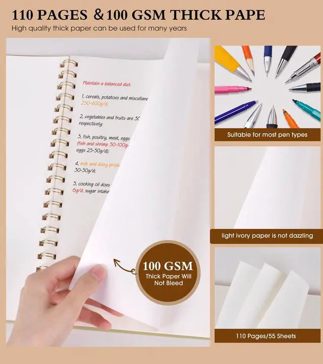 Alt view image 4 of 7 - Blank Spiral Notebook Journal 8.5 x 11, A4 Large Sketch Book for Women Men, 100 GSM Blank Paper Drawing Notebook, Plastic Hardcover Spiral Bound Sketchbook for Sketching Work School Writing, Yellow