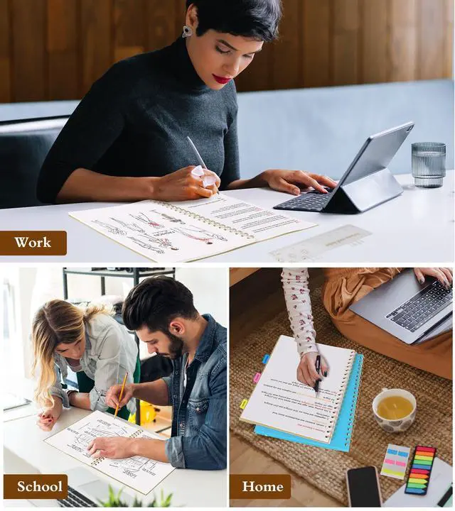 Alt view image 7 of 7 - Blank Spiral Notebook Journal 8.5 x 11, A4 Large Sketch Book for Women Men, 100 GSM Blank Paper Drawing Notebook, Plastic Hardcover Spiral Bound Sketchbook for Sketching Work School Writing, Yellow