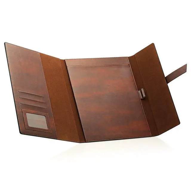 Alt view image 4 of 7 - Padfolio Portfolio Folder Slim Portfolio Folio Organizer Holder for Letter Legal A4 Note Pads Notebooks for Men Women Refillable Business Leather Portfolio Binder, Dark Chocolate