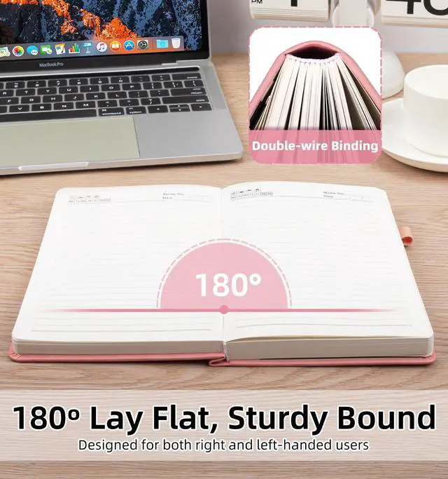 Alt view image 5 of 7 - Lined Journal Notebook 365 Pages, A4 Leather Journals for Writing Women & Men, Hardcover Notebook with 100GSM Thick Paper, Daily Journal Notebook for Travel, Work, School, Note Taking, College Ruled