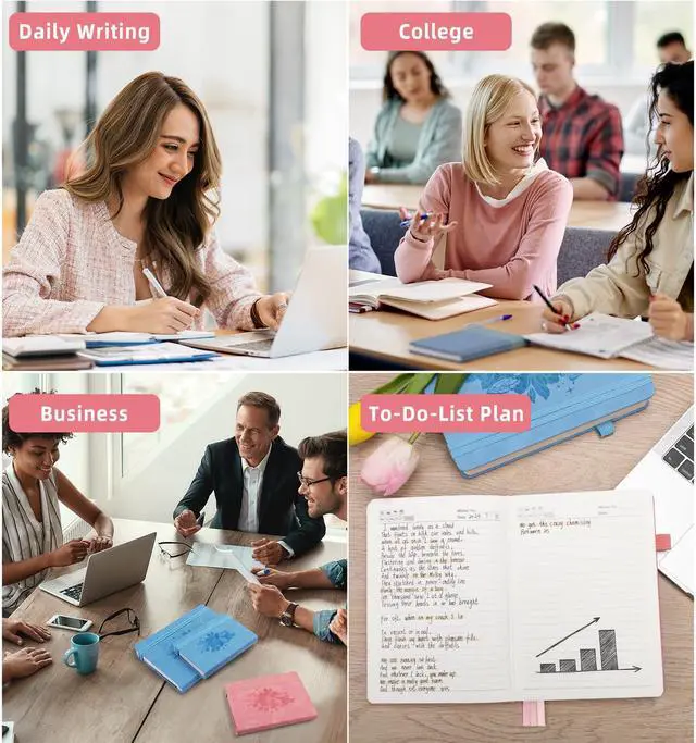 Alt view image 7 of 7 - Lined Journal Notebook 365 Pages, A4 Leather Journals for Writing Women & Men, Hardcover Notebook with 100GSM Thick Paper, Daily Journal Notebook for Travel, Work, School, Note Taking, College Ruled