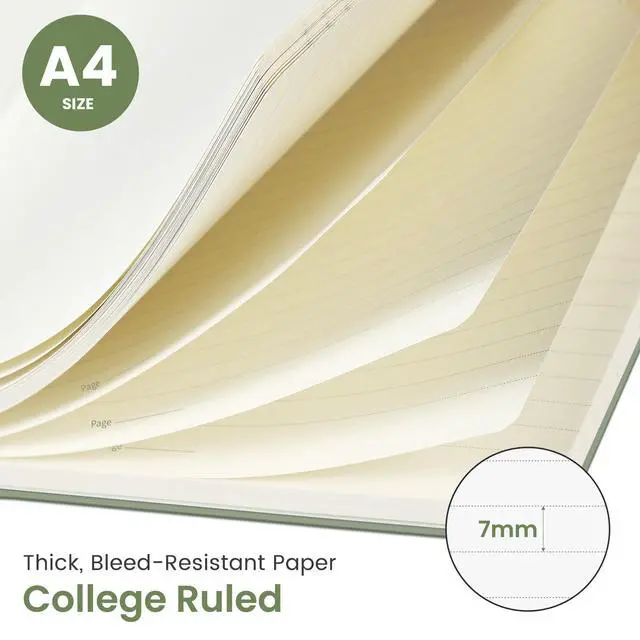 Alt view image 2 of 7 - Spiral Lined Notebook, 8.5"x11" Notebooks for Work, Large A4 Journal for Women & Men, College Ruled Journaling Notebook for Writing, Plastic Cover Spiral Journal, Green