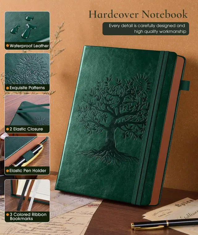 Alt view image 3 of 7 - Vintage Leather Journal with 300 Numbered Pages,A4 Lined Journal for Men Women,Daily Journals for Writing,College Ruled Notebook for Work,School,Note taking,Travel Diary,Large (8.5" X 11.3")