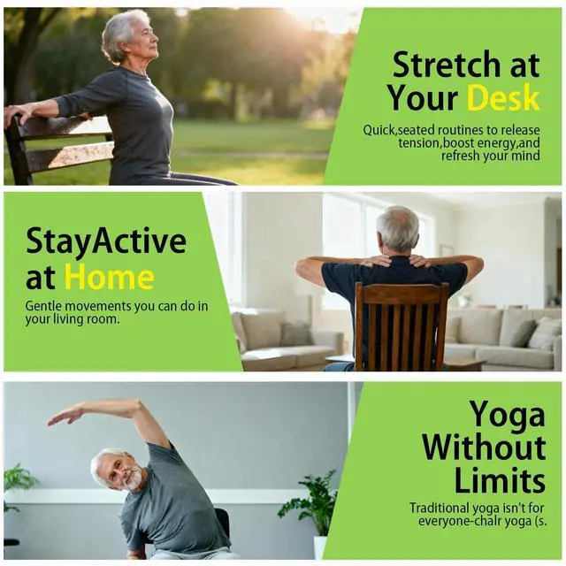 Alt view image 4 of 7 - Chair Yoga for Seniors Over 60 Book & Chart, Gentle Seated Chair Yoga Guide, 30-Day Challenge for Flexibility & Balance, A4 Size Easy to Follow Chair Yoga Routine for Older Adults