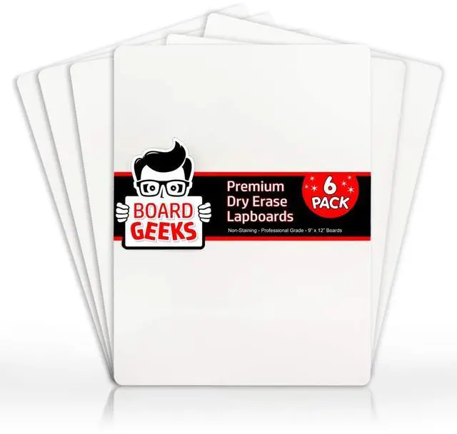 Main image of 6 Small Dry Erase Board for Kids - Mini White Board for Students and Teachers - Durable and Portable Individual Whiteboard with Rounded Corners - Double Sided (9x12 Inches) (Pack of 6)