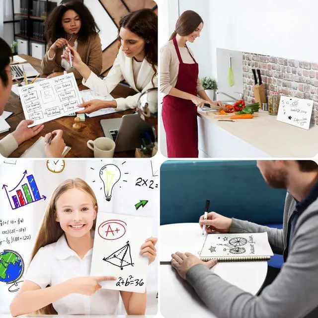 Alt view image 7 of 7 - 6 Small Dry Erase Board for Kids - Mini White Board for Students and Teachers - Durable and Portable Individual Whiteboard with Rounded Corners - Double Sided (9x12 Inches) (Pack of 6)