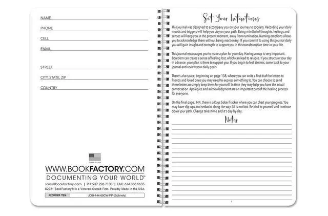 Alt view image 2 of 5 - Sobriety Journal/Day by Day Sober Tracker - Wire-O, 144 Pages, 6'' x 9'' (Made in USA)
